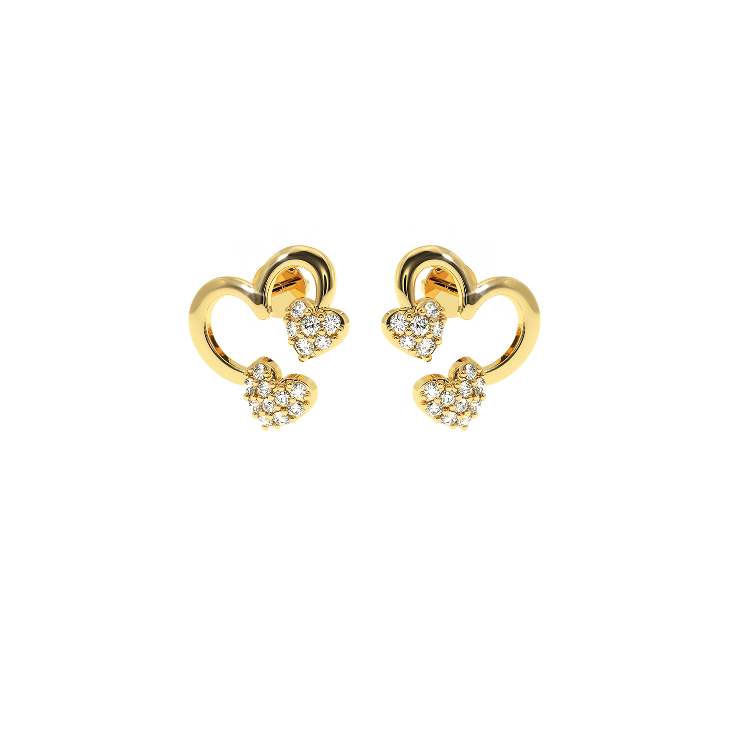 Buy Twin Heart Diamond Earrings 0.2Ct |  Solitairekart
